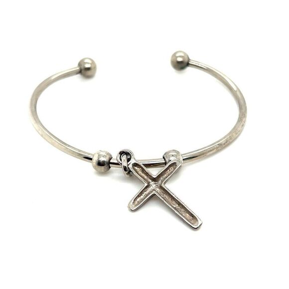 Silver Color Cross Open Cuff - Picture 3 of 4